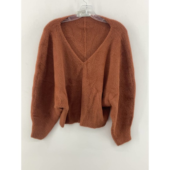 Michelle Mason Sweaters - Michelle Mason Orange V Neck Cropped Pullover Winter Sweater Womens S